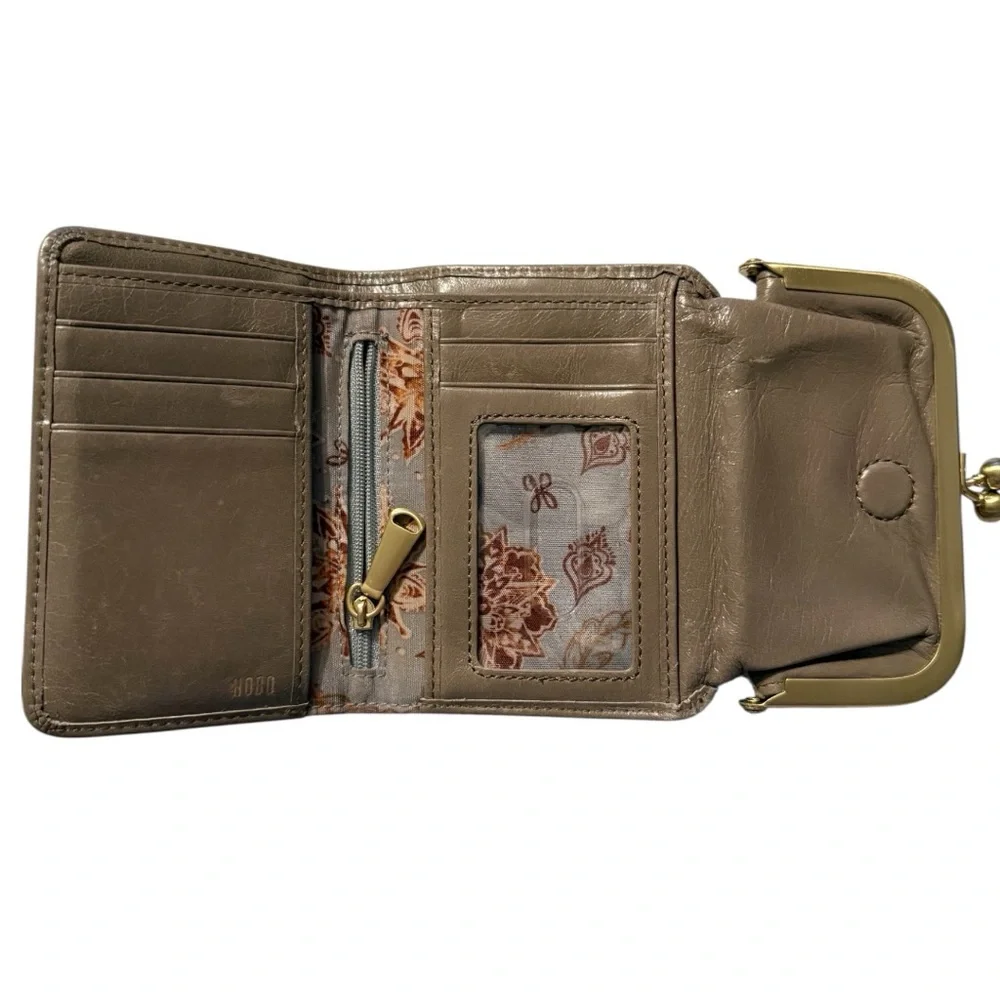 Elegant Robin taupe Wallet by Hobo with gold accents NWT